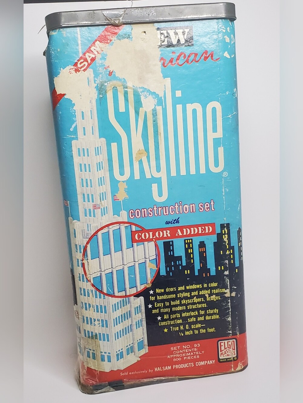 MCM 1950's Halsam Construction Set Skyscraper/Bridges, In Original Box with Lid